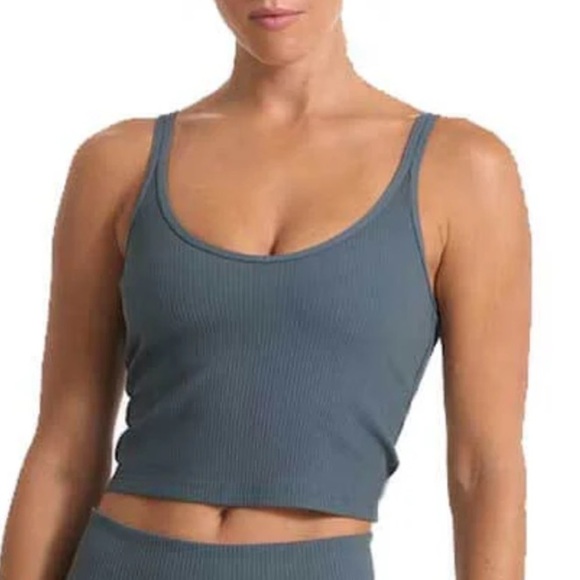 Vuori Tops - Vuori Rib Crop Tank – Stone Blue (Size S)